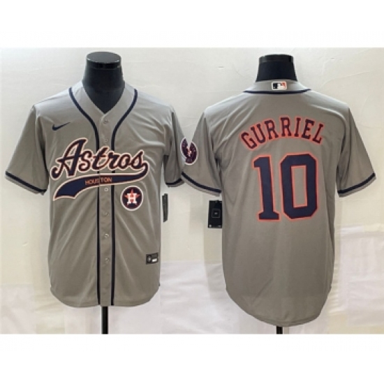 Men's Houston Astros #10 GrayYuli Gurriel Gray Cool Base Stitched Baseball Jersey - Ujersey