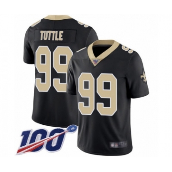 Youth New Orleans Saints #99 Shy Tuttle Black Team Color Vapor Untouchable Limited Player 100th Season Football Jersey - Ujersey
