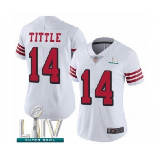 Women's San Francisco 49ers #14 Y.A. Tittle Limited White Rush Vapor Untouchable Super Bowl LIV Bound Football Jersey - Ujersey
