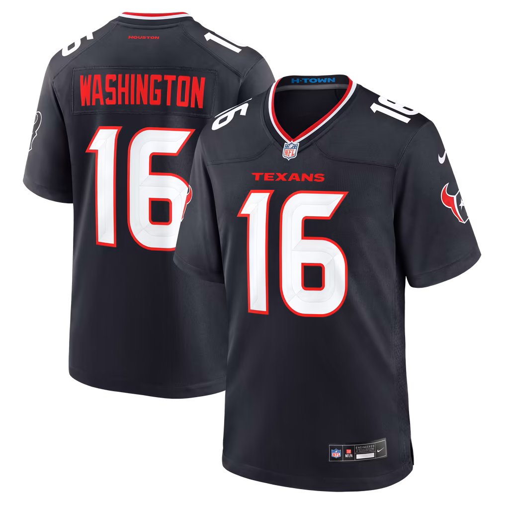 Men's Houston Texans Montrell Washington Nike Navy Team Game Jersey - Ujersey