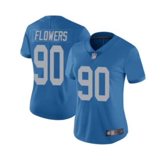Women's Detroit Lions #90 Trey Flowers Blue Alternate Vapor Untouchable Limited Player Football Jersey - Ujersey