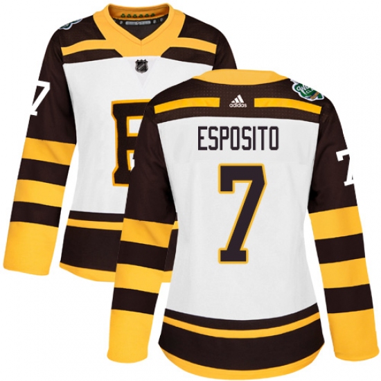 Women's Adidas Boston Bruins #7 Phil Esposito Authentic White 2019 Winter Classic NHL Jersey - Ujersey