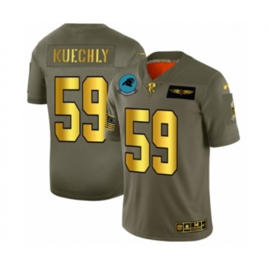 Men's Carolina Panthers #59 Luke Kuechly Limited Olive Gold 2019 Salute to Service Football Jersey - Ujersey