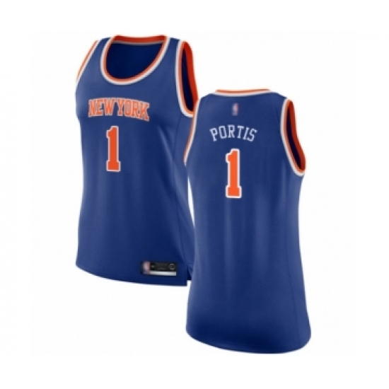 Women's New York Knicks #1 Bobby Portis Swingman Royal Blue Basketball Jersey - Icon Edition - Ujersey