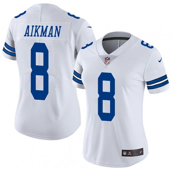 Women's Nike Dallas Cowboys #8 Troy Aikman White Vapor Untouchable Limited Player NFL Jersey - Ujersey