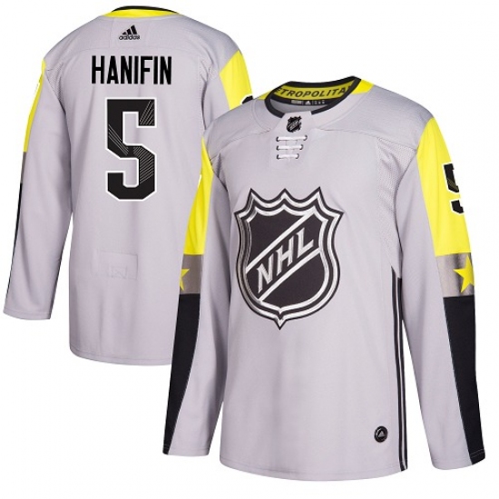 Men's Adidas Carolina Hurricanes #5 Noah Hanifin Authentic Gray 2018 All-Star Metro Division NHL Jersey - Ujersey