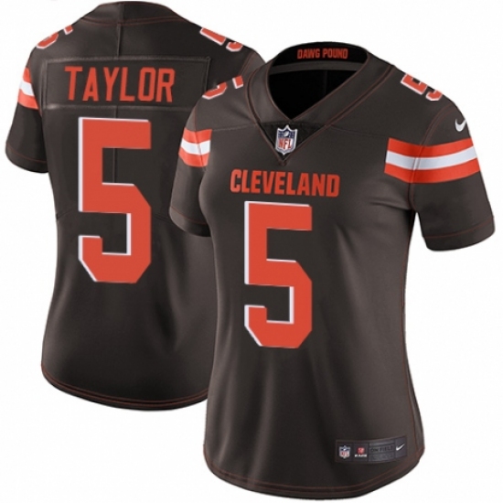 Women's Nike Cleveland Browns #5 Tyrod Taylor Brown Team Color Vapor Untouchable Limited Player NFL Jersey - Ujersey