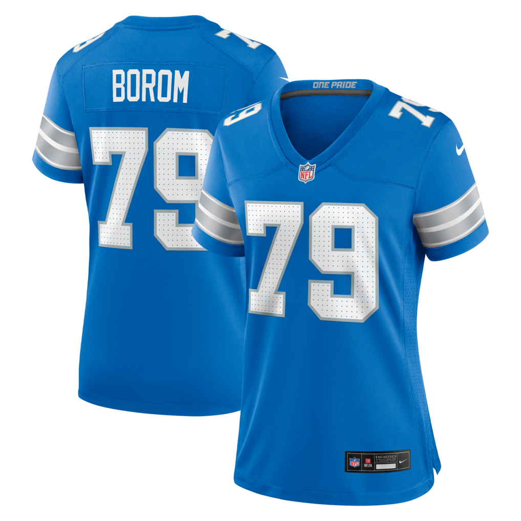 Women's Detroit Lions Larry Borom Nike Blue Team Game Jersey - Ujersey