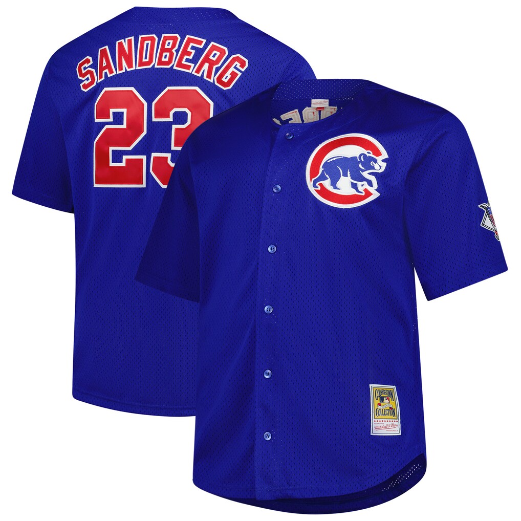 Men's Chicago Cubs Ryne Sandberg Mitchell & Ness Royal Big & Tall Cooperstown Mesh Batting Practice Jersey - Ujersey
