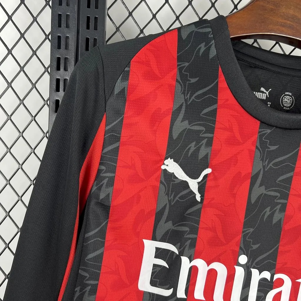 AC Milan Soccer Jersey Home Long Sleeves Custom Shirt 2025/26 - ujerseystore