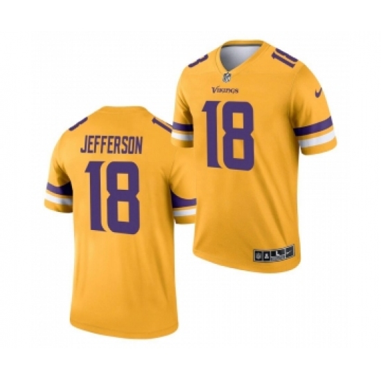 Men's Minnesota Vikings #18 Justin Jefferson Gold 2021 Inverted Legend Stitched Jersey - Ujersey