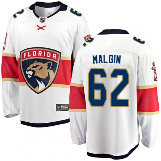 Youth Florida Panthers #62 Denis Malgin Fanatics Branded White Away Breakaway NHL Jersey - Ujersey