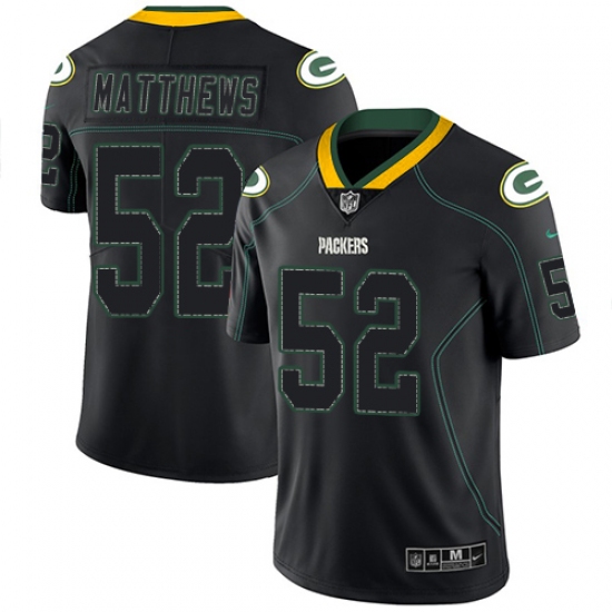 Men's Nike Green Bay Packers #52 Clay Matthews Limited Lights Out Black Rush NFL Jersey - Ujersey