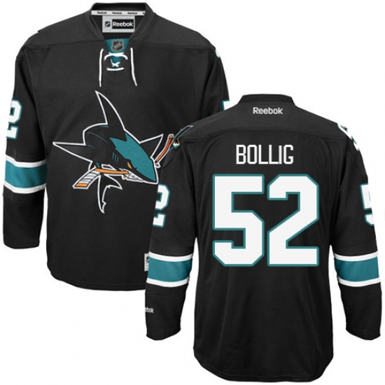Women's Reebok San Jose Sharks #52 Brandon Bollig Premier Black Third NHL Jersey - Ujersey