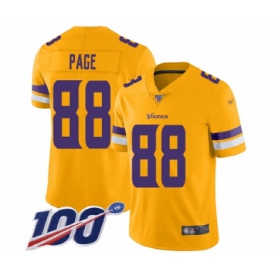 Youth Minnesota Vikings #88 Alan Page Limited Gold Inverted Legend 100th Season Football Jersey - Ujersey