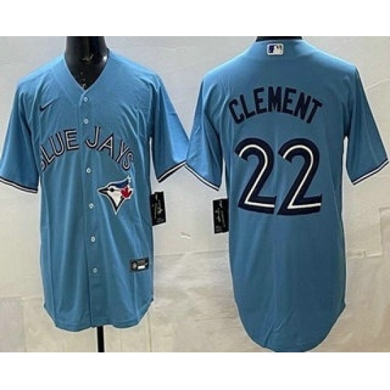 Men's Toronto Blue Jays #22 Ernie Clement Light Blue Cool Base Jersey - Ujersey