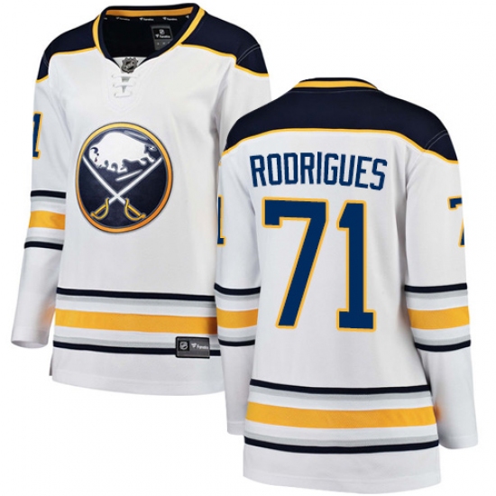 Women's Buffalo Sabres #71 Evan Rodrigues Fanatics Branded White Away Breakaway NHL Jersey - Ujersey