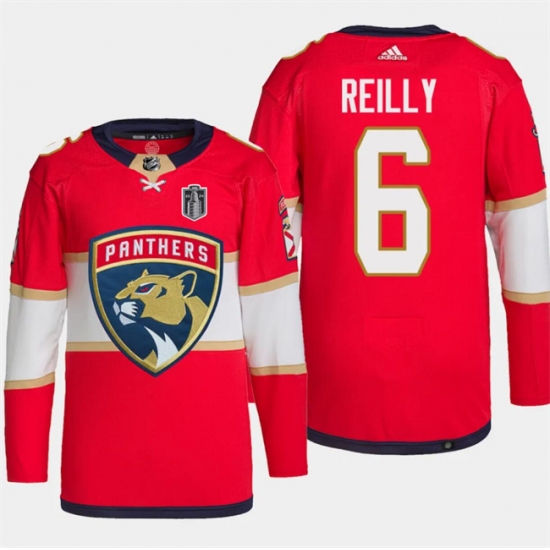 Men's Florida Panthers #6 Mike Reilly Red 2024 Stanley Cup Final Stitched Jersey