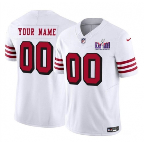 Men's San Francisco 49ers Active Player Custom New White 2024 F.U.S.E. Super Bowl LVIII Patch Vapor Untouchable Limited Football Stitched Jersey - Ujersey