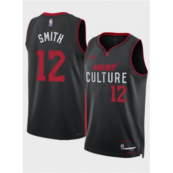Men's Miami Heat #12 Dru Smith Black 2024 City Edition Stitched Basketball Jersey - Ujersey