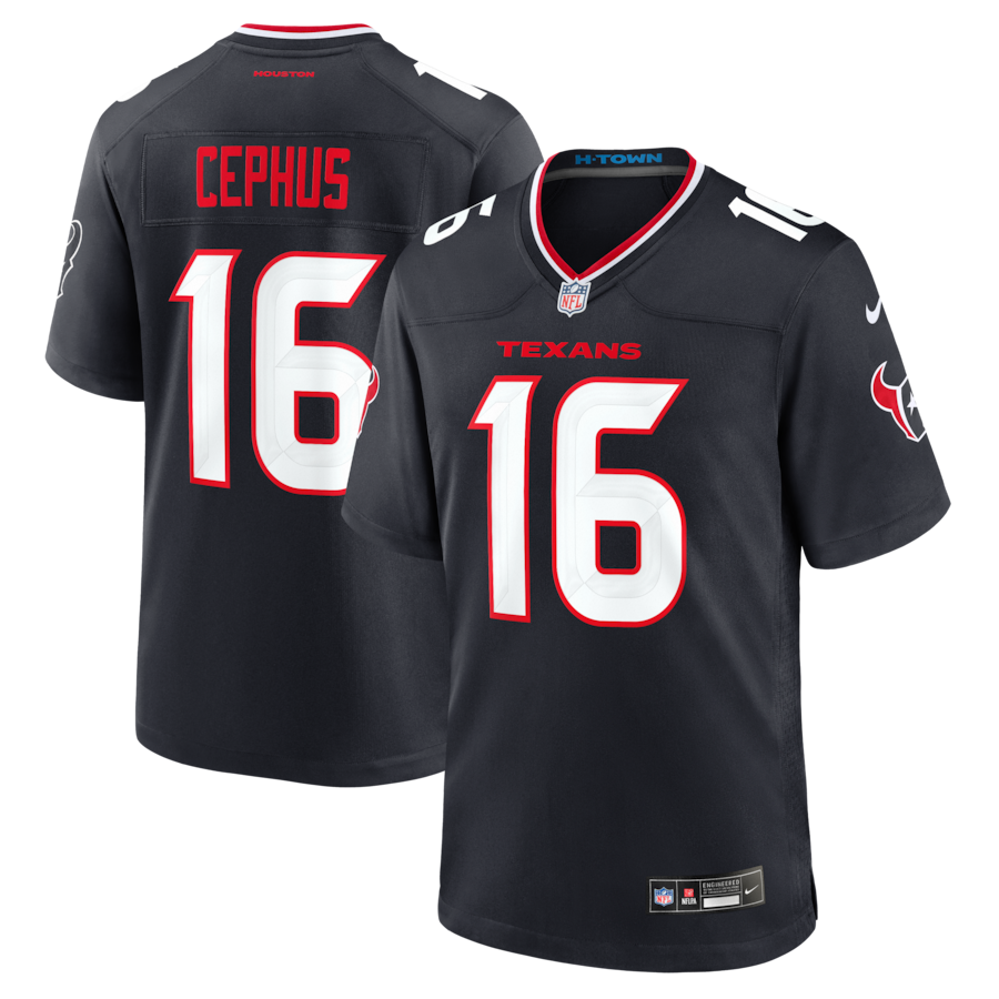 Men's Houston Texans Quintez Cephus Nike Navy Team Game Jersey - Ujersey