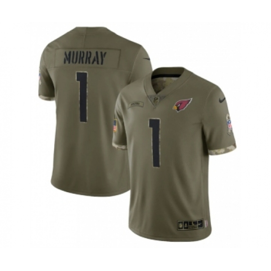 Men's Arizona Cardinals #1 Kyler Murray 2022 Olive Salute To Service Limited Stitched Jersey - Ujersey