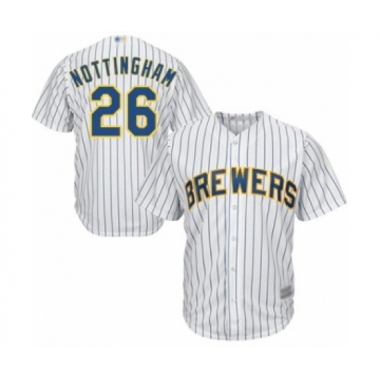 Youth Milwaukee Brewers #26 Jacob Nottingham Authentic White Alternate Cool Base Baseball Player Jersey - Ujersey