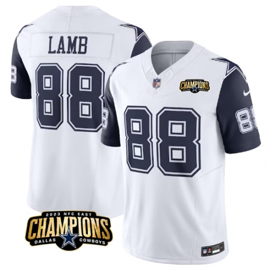 Men's Dallas Cowboys #88 CeeDee Lamb White Navy 2023 F.U.S.E. NFC East Champions Football Stitched Jersey - Ujersey