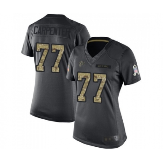 Women's Atlanta Falcons #77 James Carpenter Limited Black 2016 Salute to Service Football Jersey - Ujersey