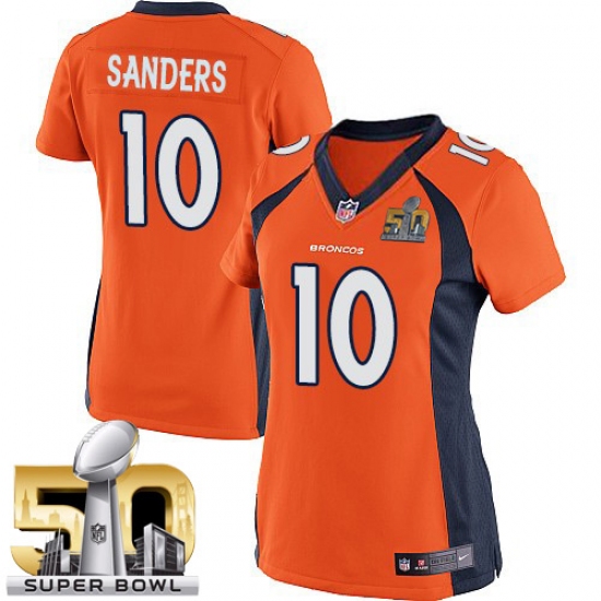 Women's Nike Denver Broncos #10 Emmanuel Sanders Elite Orange Team Color Super Bowl 50 Bound NFL Jersey - Ujersey