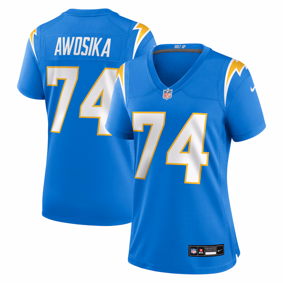 Women's Los Angeles Chargers Kayode Awosika Nike Powder Blue Team Game Jersey - Ujersey