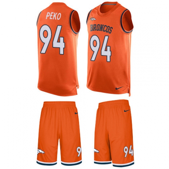 Men's Nike Denver Broncos #94 Domata Peko Limited Orange Tank Top Suit NFL Jersey - Ujersey