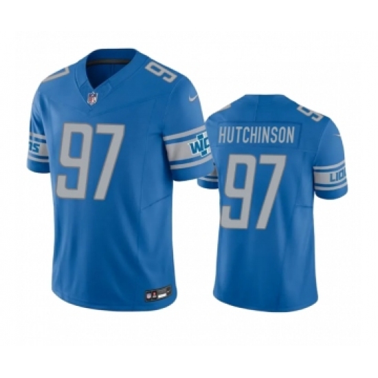 Men's Detroit Lions #97 Aidan Hutchinson Blue 2023 F.U.S.E. Vapor Untouchable Limited Stitched Jersey - Ujersey