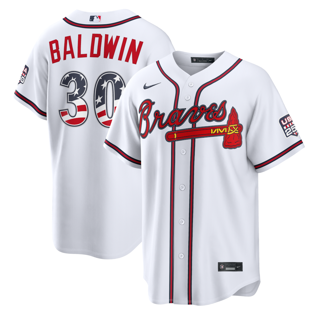 Men's Atlanta Braves Drake Baldwin Nike White USA 250 Fourth of July Home Stadium Jersey - Ujersey
