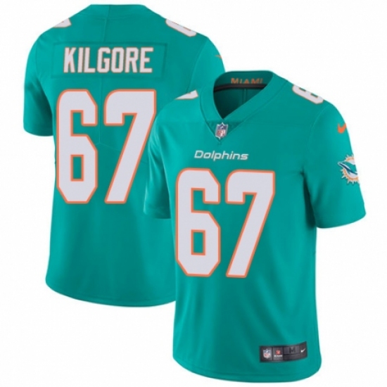 Men's Nike Miami Dolphins #67 Daniel Kilgore Aqua Green Team Color Vapor Untouchable Limited Player NFL Jersey - Ujersey
