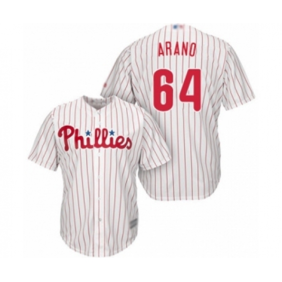 Youth Philadelphia Phillies #64 Victor Arano Authentic White Red Strip Home Cool Base Baseball Player Jersey - Ujersey