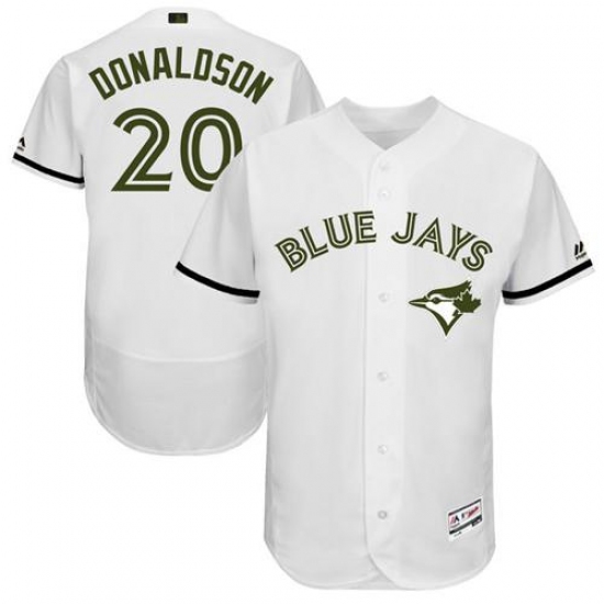 Men's Majestic Toronto Blue Jays #20 Josh Donaldson White Memorial Day Authentic Collection Flex Base MLB Jersey - Ujersey