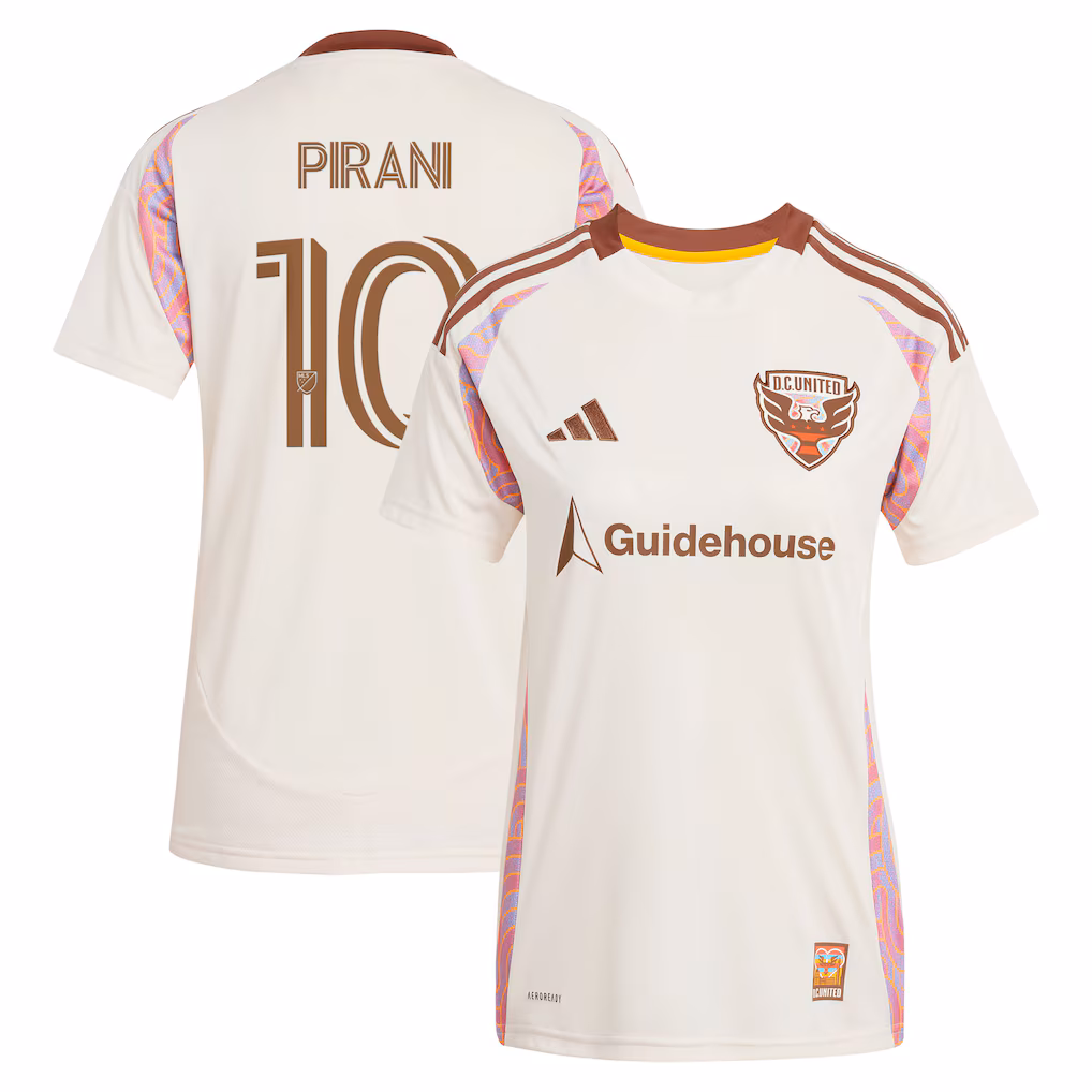 Women's D.C. United Gabriel Pirani adidas Natural 2025 The Soul Kit Replica Jersey - ujerseystore