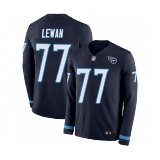 Men's Nike Tennessee Titans #77 Taylor Lewan Limited Navy Blue Therma Long Sleeve NFL Jersey - Ujersey