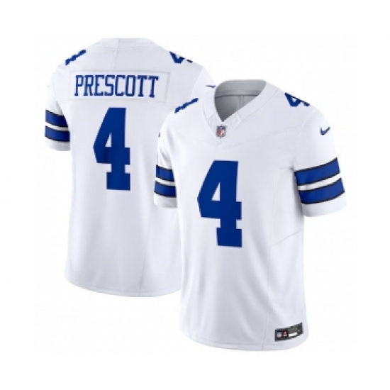 Men's Nike Dallas Cowboys #4 Dak Prescott White 2023 F.U.S.E. Vapor Limited Stitched Football Jersey - Ujersey