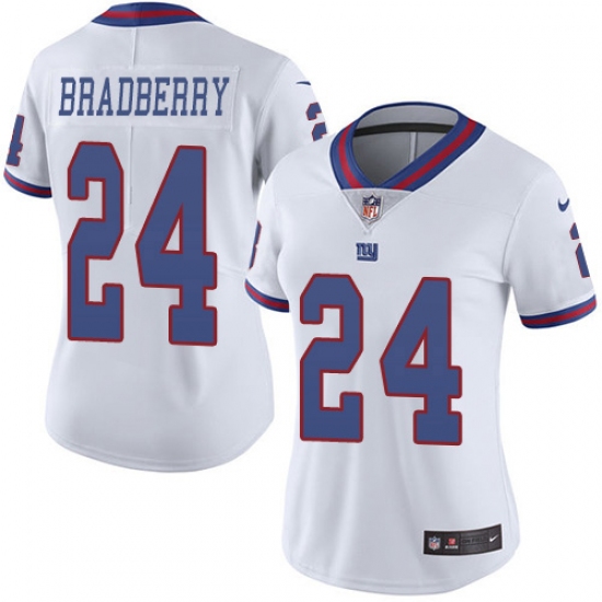 Women's New York Giants #24 James Bradberry White Stitched Limited Rush Jersey - Ujersey