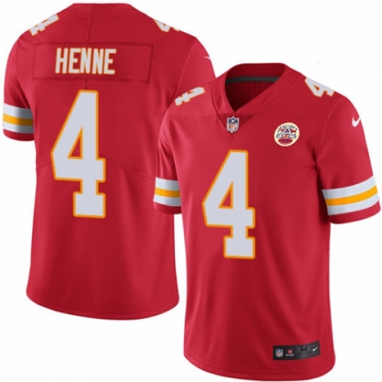 Men's Nike Kansas City Chiefs #4 Chad Henne Red Team Color Vapor Untouchable Limited Player NFL Jersey - Ujersey