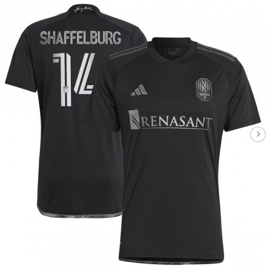 Mens Nashville SC Jacob Shaffelburg adidas Black 2024 Man In Black Kit Replica Player Jersey - Ujersey