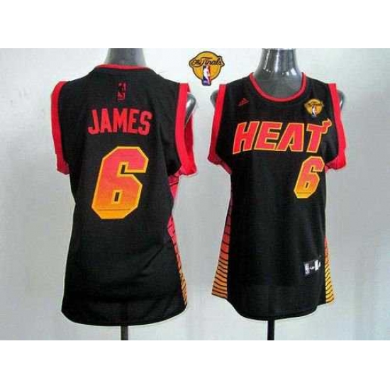 Women NBA Miami Heat #6 LeBron James Black With Finals Patch Vibe Stitched NBA Jersey - Ujersey