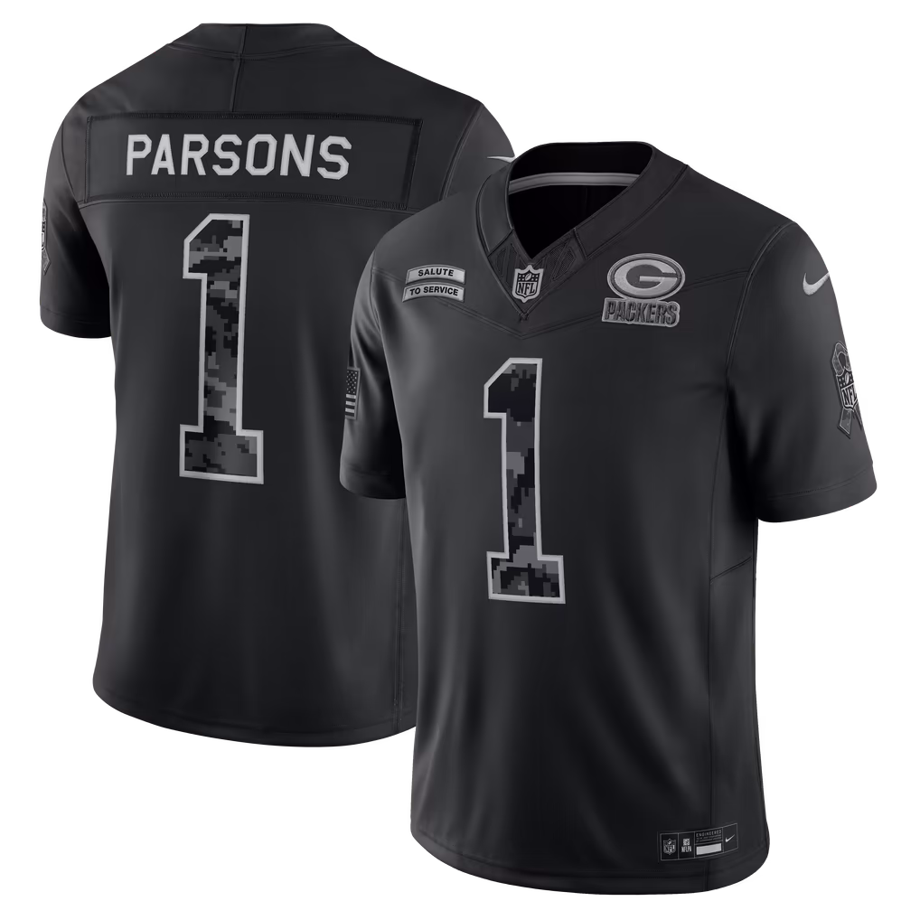 Men's Green Bay Packers Micah Parsons Nike Black 2026 Salute to Service Stitched Limited Jersey - U-jersey