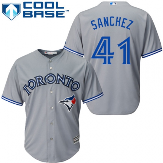 Youth Majestic Toronto Blue Jays #41 Aaron Sanchez Replica Grey Road MLB Jersey - Ujersey
