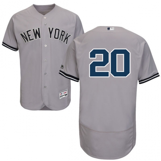 Men's Majestic New York Yankees #20 Jorge Posada Grey Road Flex Base Authentic Collection MLB Jersey - Ujersey
