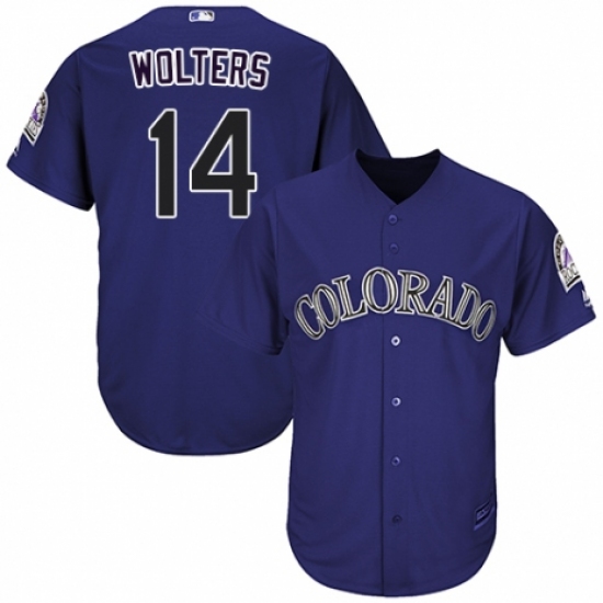 Youth Majestic Colorado Rockies #14 Tony Wolters Replica Purple Alternate 1 Cool Base MLB Jersey - Ujersey