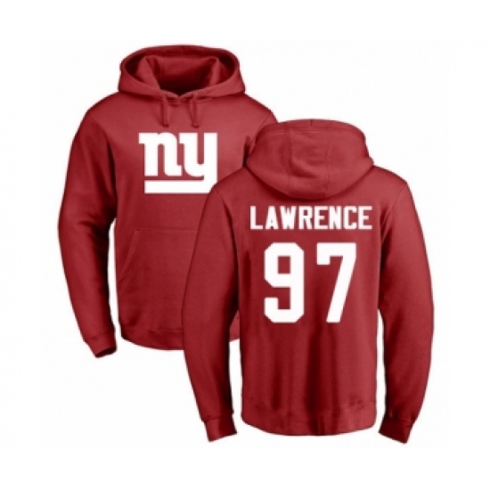 Football New York Giants #97 Dexter Lawrence Red Name & Number Logo Pullover Hoodie - Ujersey
