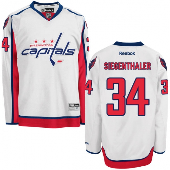 Men's Reebok Washington Capitals #34 Jonas Siegenthaler Authentic White Away NHL Jersey - Ujersey